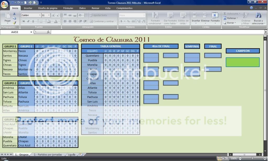 Torneo Clausura 2011 Mex en excel Taringa!